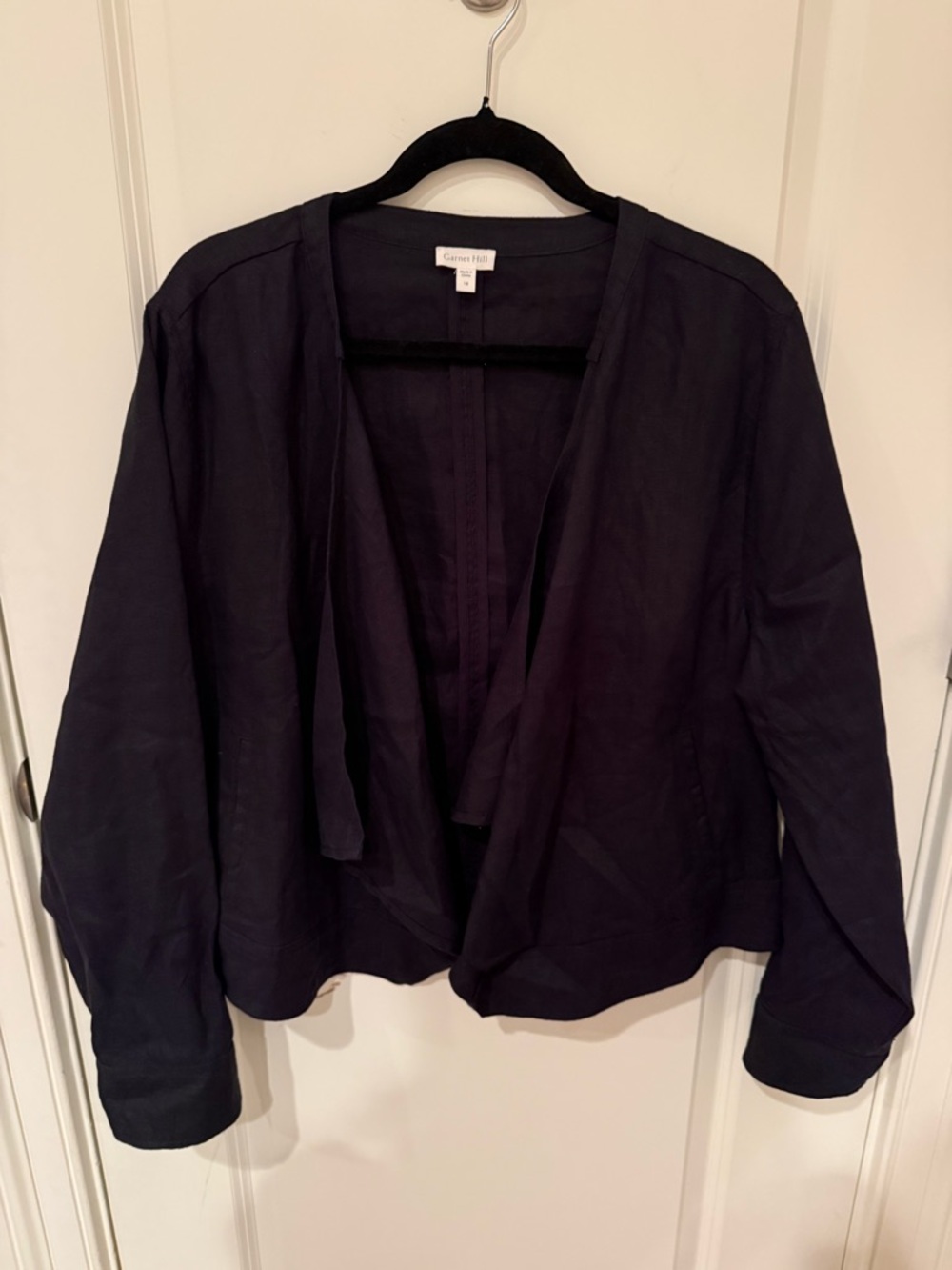 Black Open Front Lightweight Linen Jacket